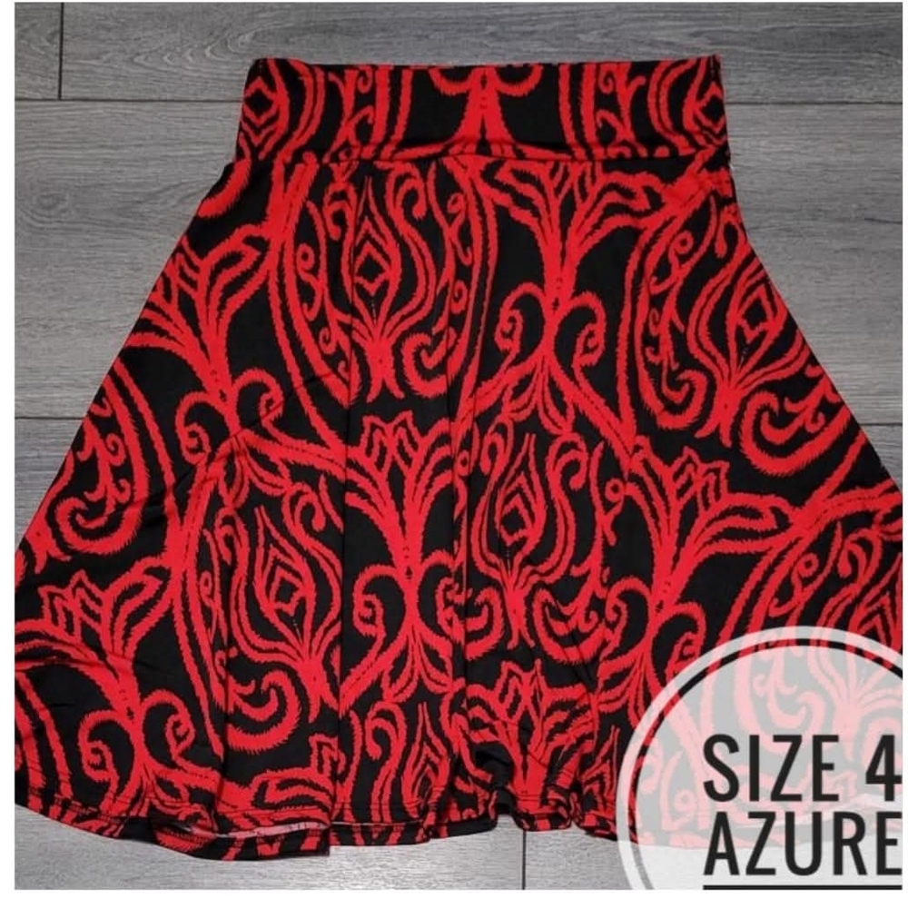 LuLaRoe Red and Black Skater Mini Skirt